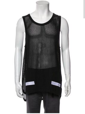 Men’s Off-White by Virgil Abloh black mesh tank, size XS